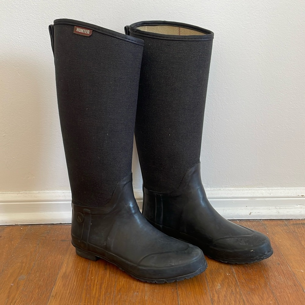 Hunter Limited Edition Lady N Tweed Rain Boots Black Size 8